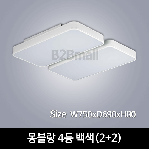 [하남조명] 몽블랑 거실 4등 백색(2+2) (광학산아크릴,알루미늄) (HN-A3-02(414))