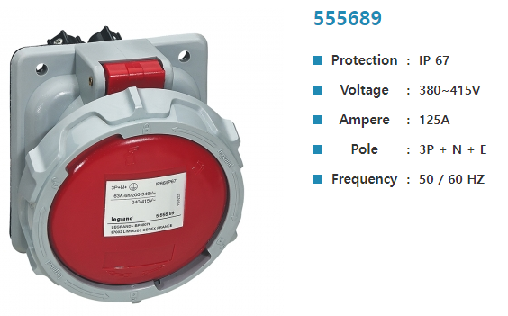 아남콘센트(3P+N+E 125A)	415V 555689 N상 판넬(IP67)