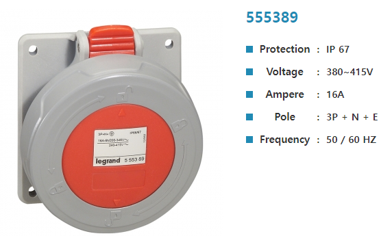 아남콘센트(3P+N+E 16A)	415V 555389 N상 판넬(IP67)