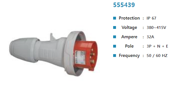 아남플러그(3P+N+E 32A)	415V 555439 N상 직선(IP67)